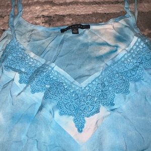 Summery, turquoise tie dye tank top. Sorry about all the wrinkles!!